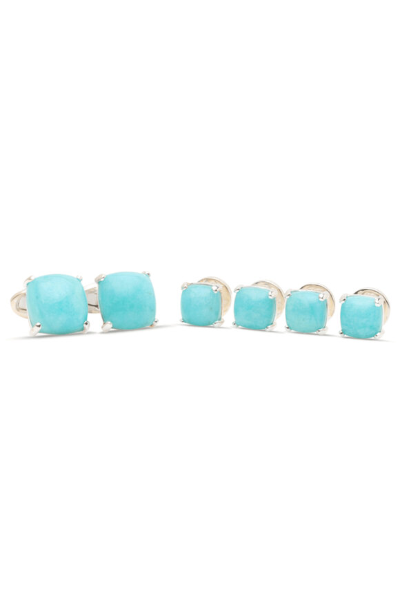 Spivey  Square Amazonite Cabochon Stud Set