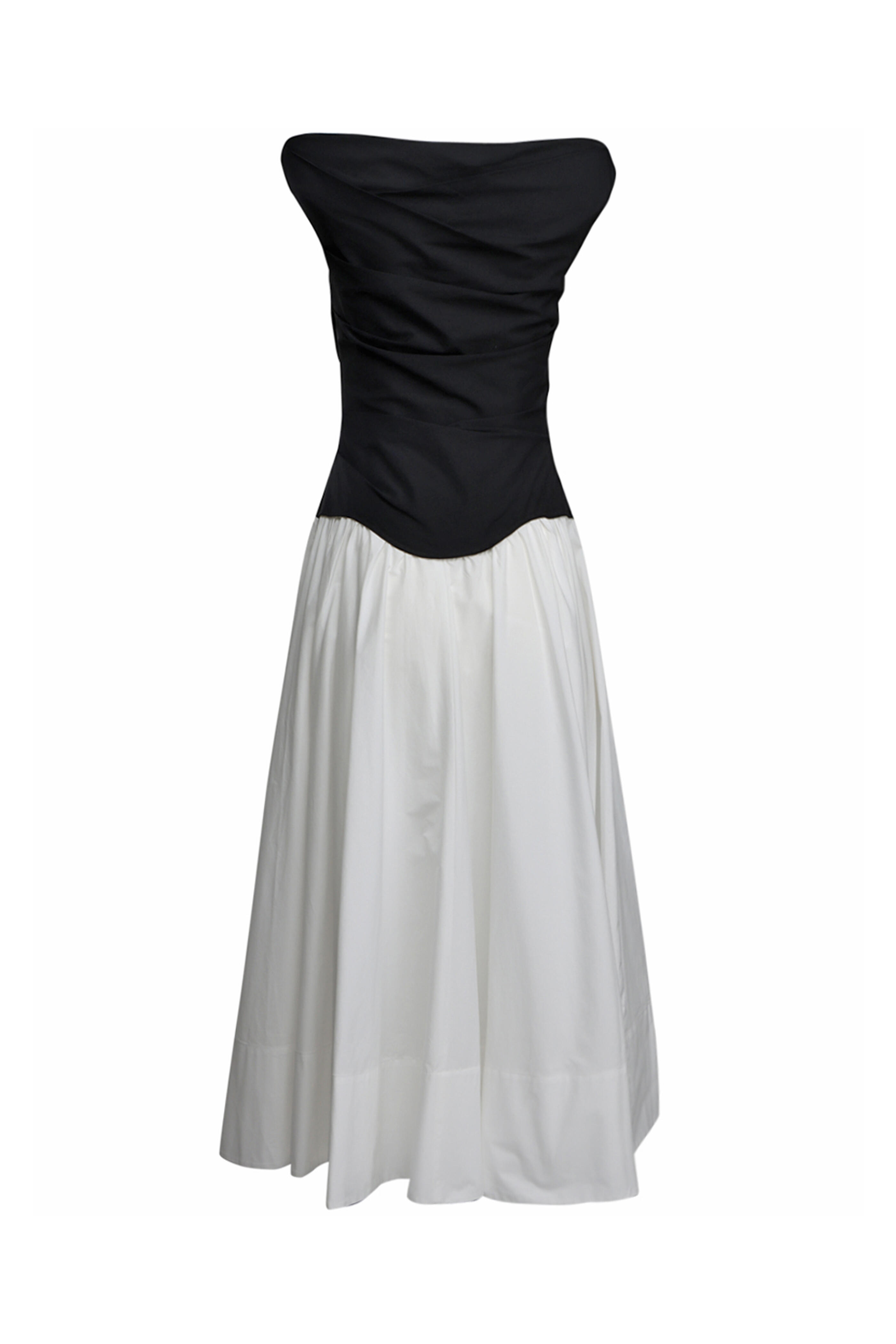 Simkhai - Cersei Black and White Ruched Midi Dress