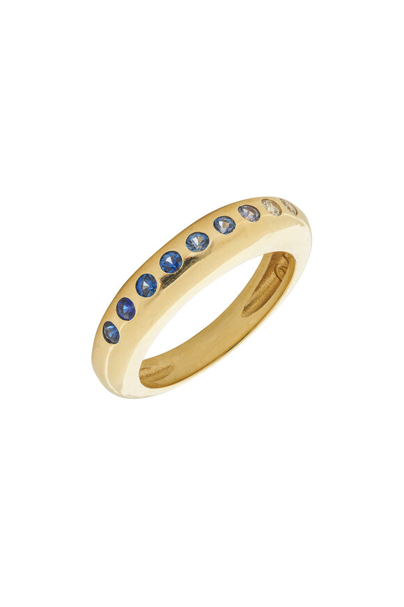 Claudia Mae - Blue Ombré Sapphire & Diamond Skinny Nomad Ring