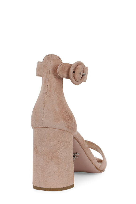 Prada - Nude Suede Ankle Strap Sandal, 55mm
