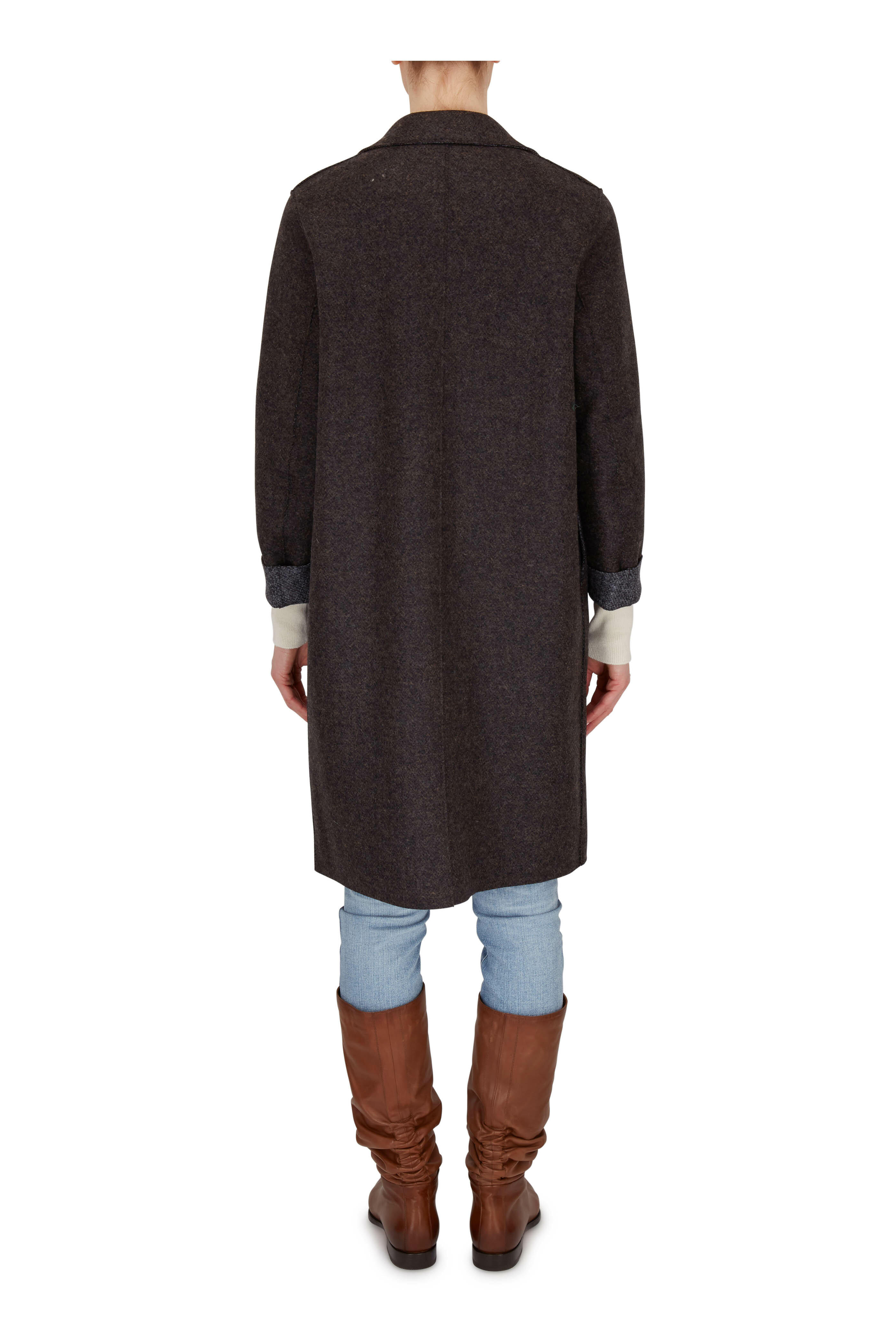 Harris Wharf - Dark Brown Double Faced Wool Coat