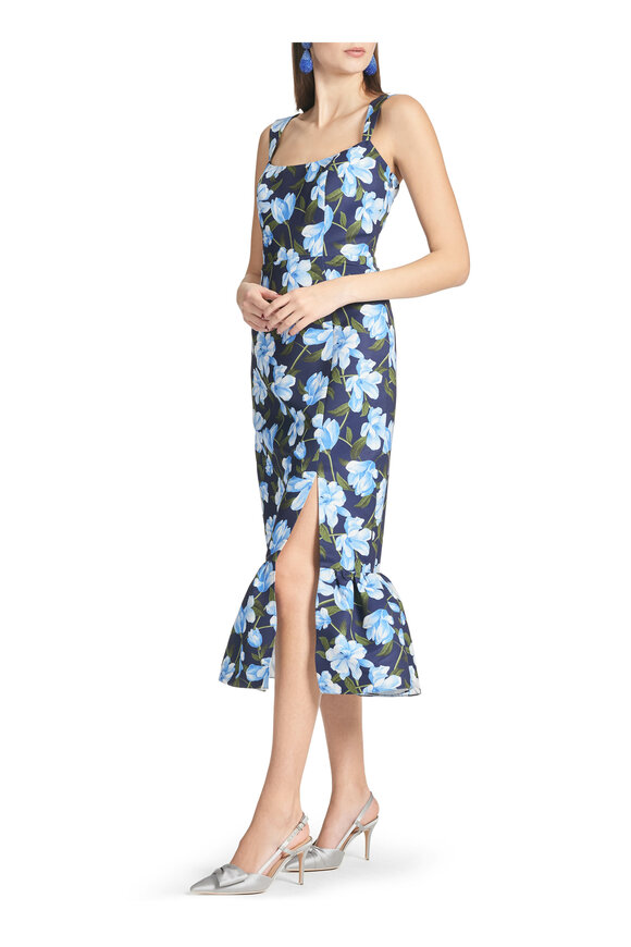 Sachin Babi Laura Ocean Blue Magnolia Floral Midi Dress - view 2