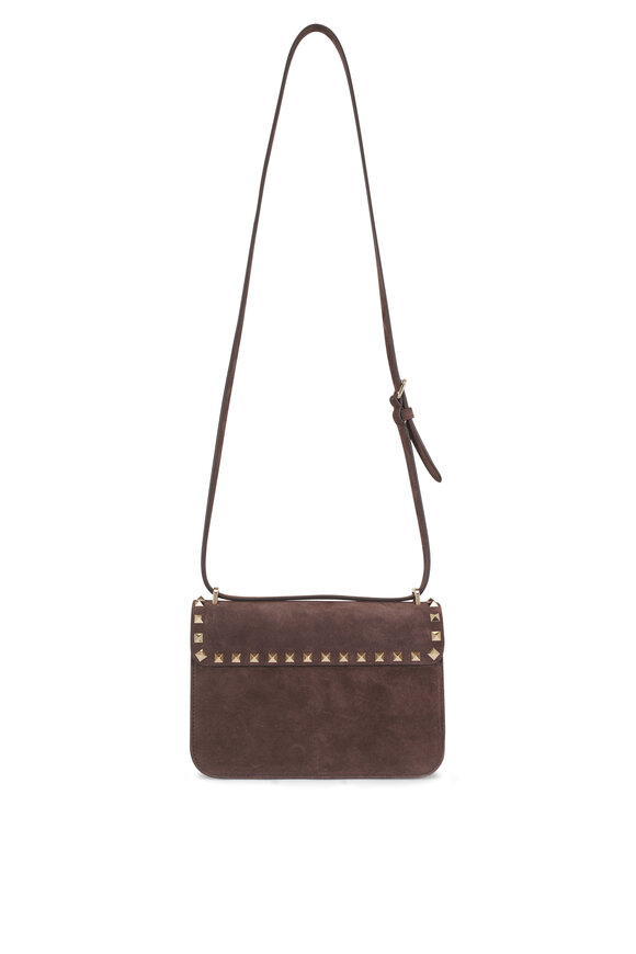 Valentino Garavani Small Rockstud Ebony Suede Shoulder Bag - view 4