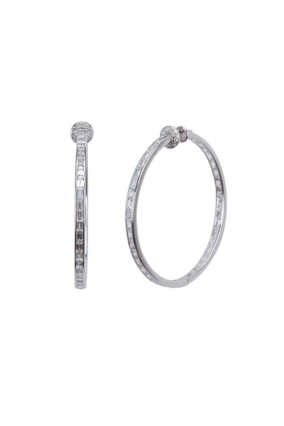 Nam Cho - White Gold White Sapphire Diamond Hoop Earrings