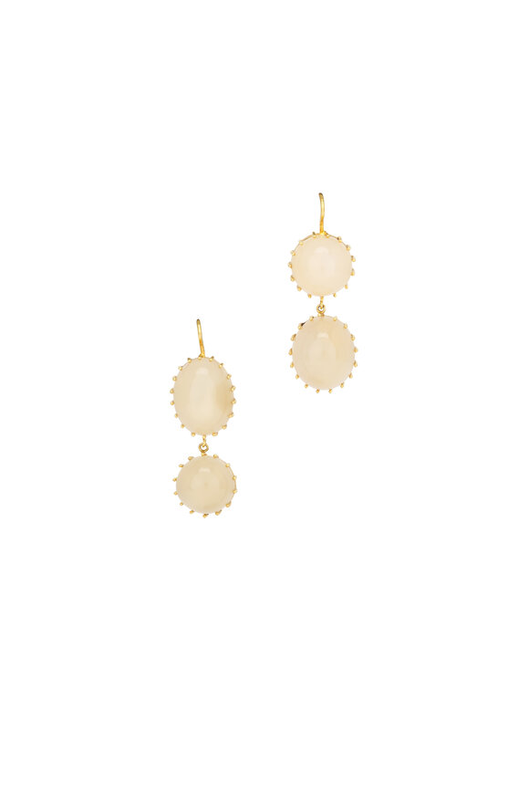 Renee Lewis 18k Yellow Gold Antique Moonstone Earring - view 1