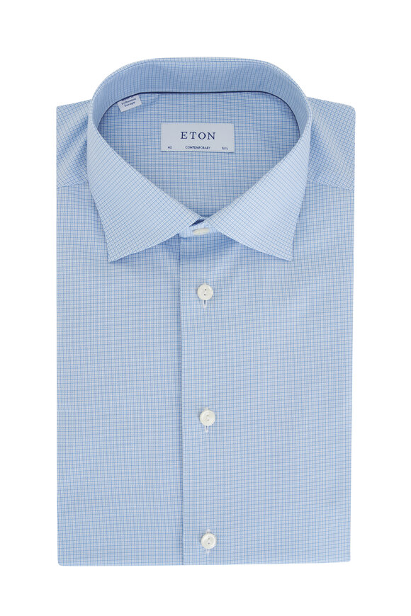 Eton - Light Blue Check Dress Shirt