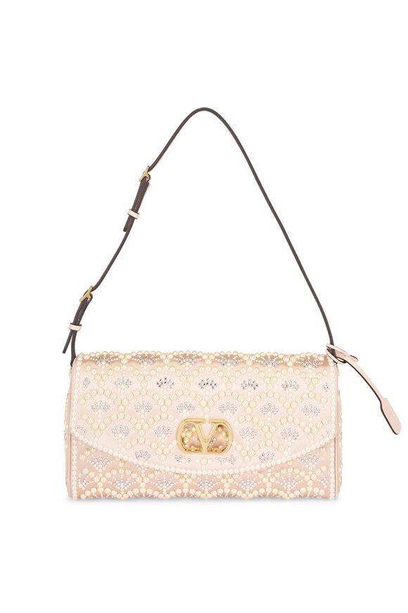 Valentino Garavani Small Devain Pearl & Rhinestone Shoulder Bag - view 1