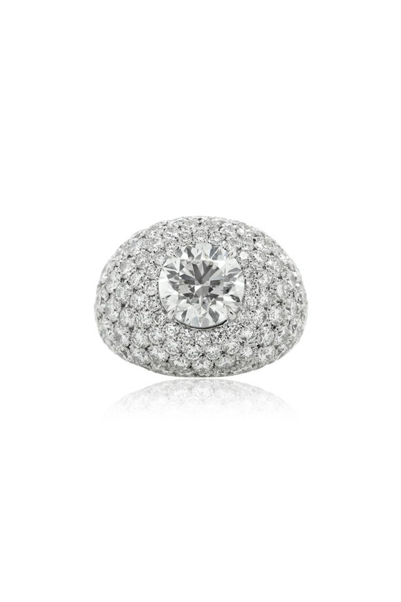 Diana M Jewels 18k White Gold Dome Style Round Diamond Ring - view 1