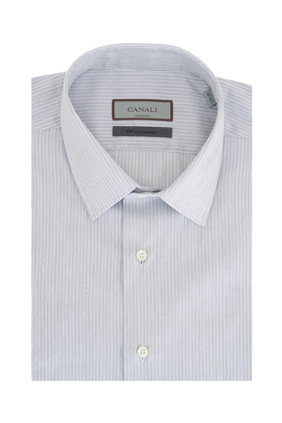 Canali - 90th Anniversary Olive Stripe Dress Shirt 