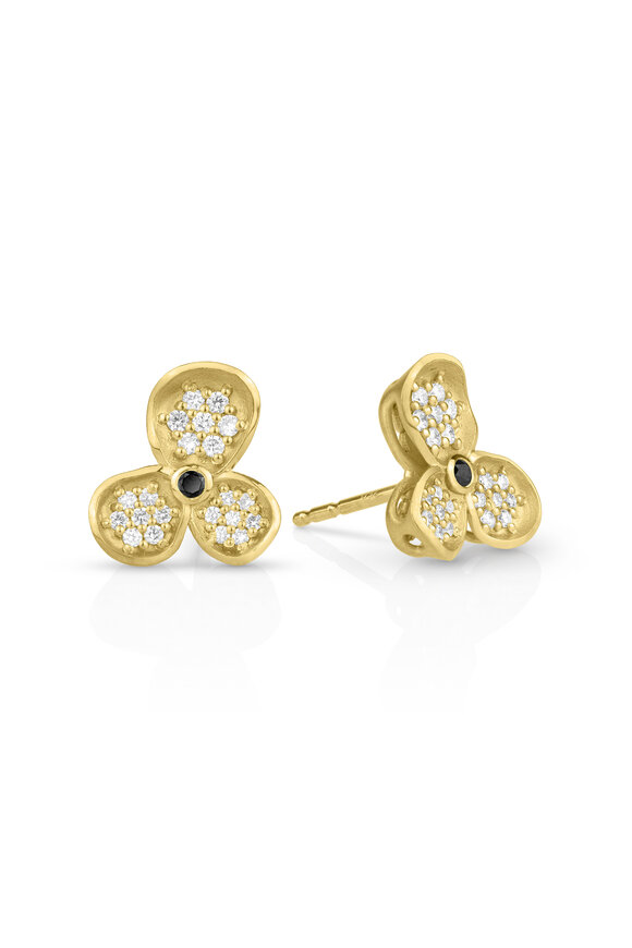 Paul Morelli 18k Yellow Gold Triple Petal Diamond Stud