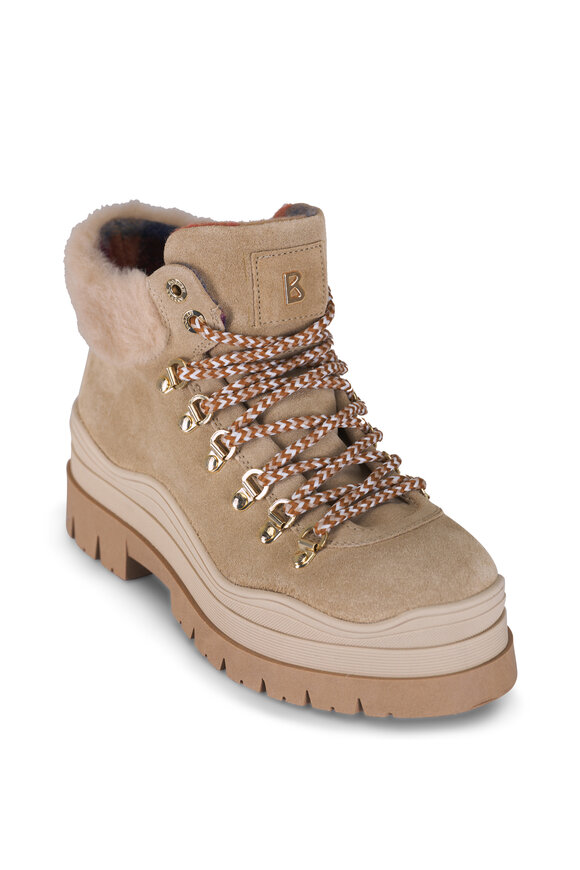 Bogner Arosa Natural Suede & Shearling Ankle Boot