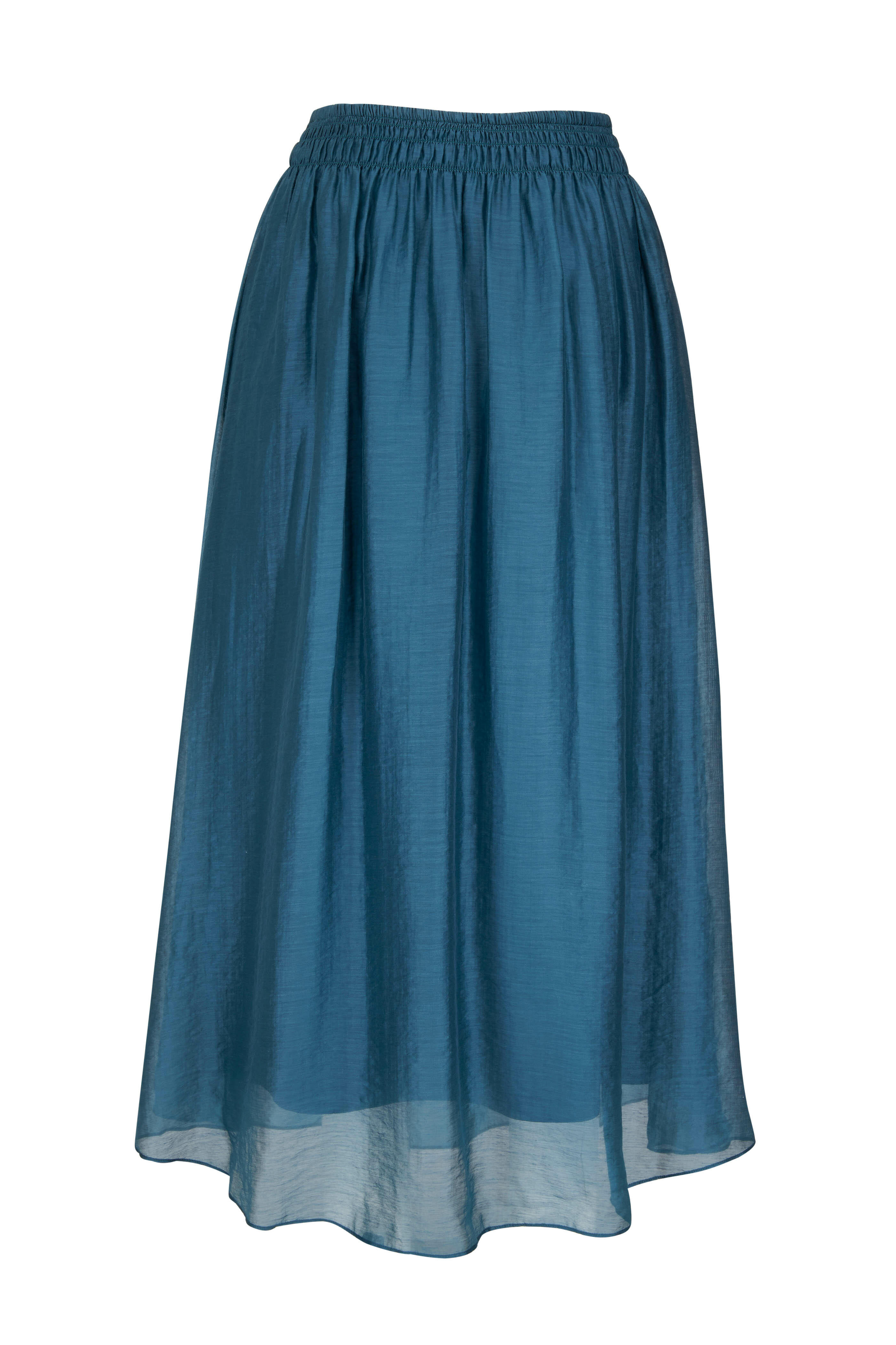 【VINCE】gathered ombre cotton-blend ミディ スカート Vince - Dark Blue Waltz Smocked Waist Gathered Skirt