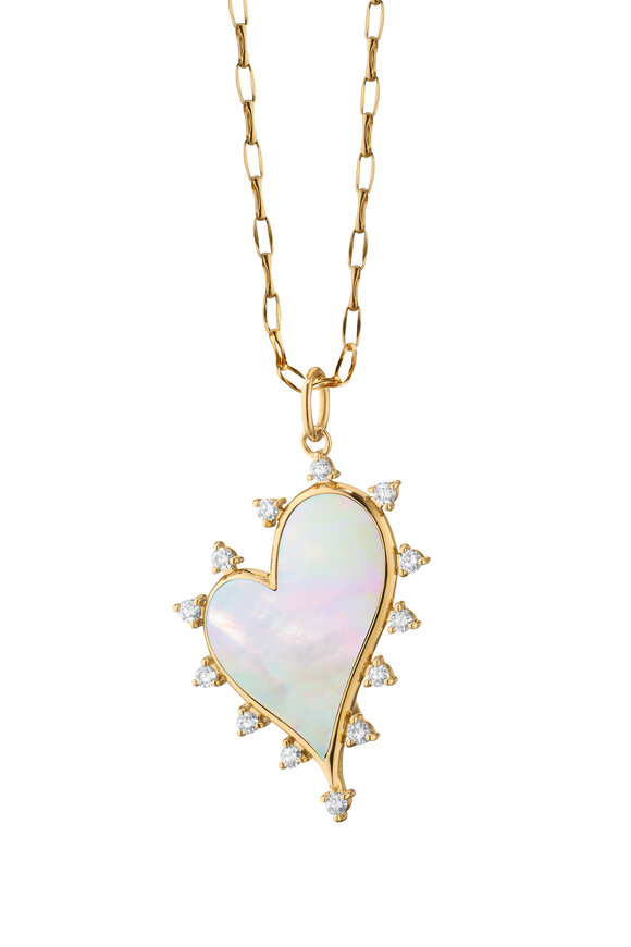 Monica Rich Kosann 18k Yellow Gold Large Diamond Heart Necklace