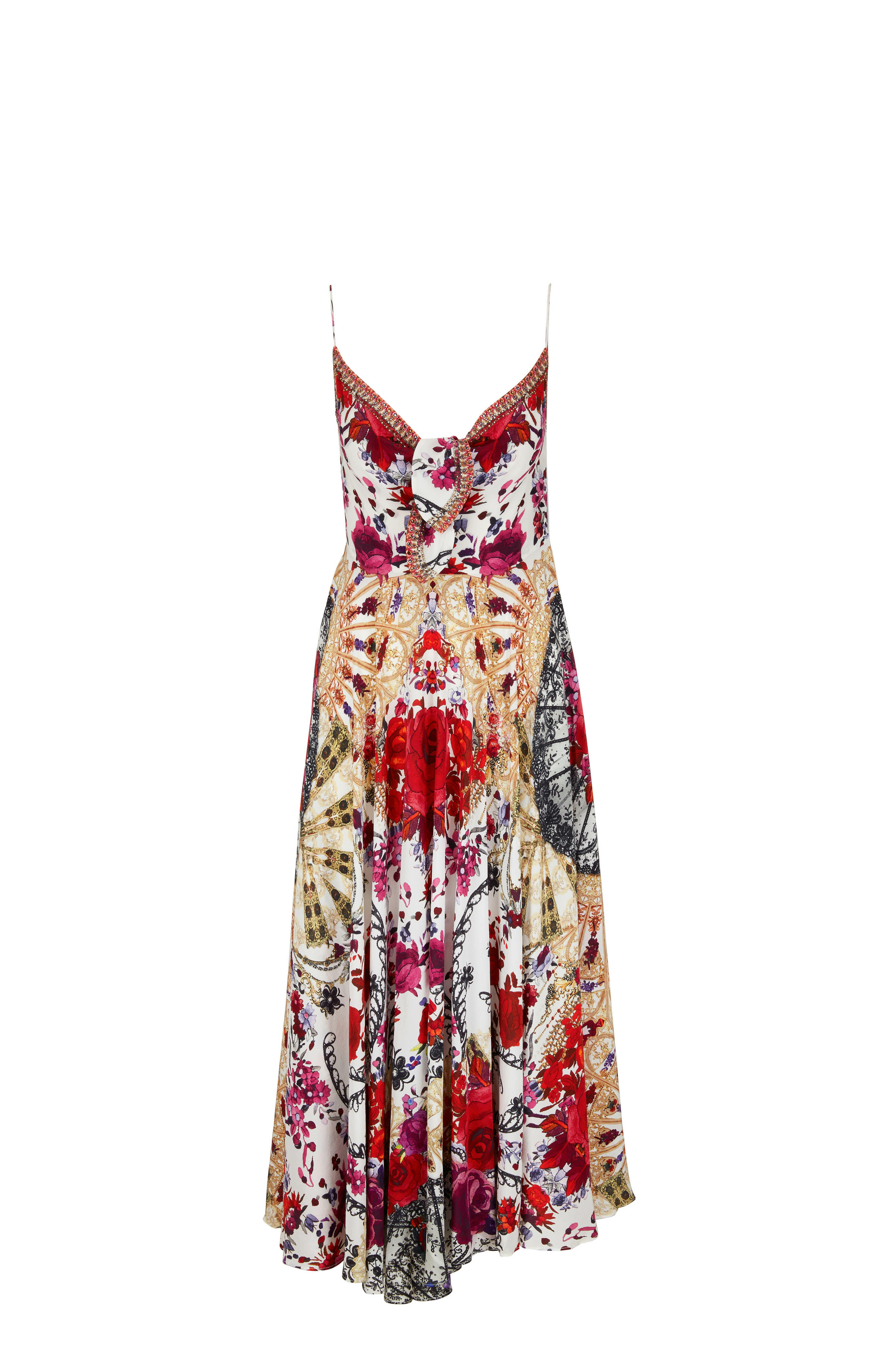 Camilla - Red & White Keyhole Front Maxi Dress | Mitchell Stores