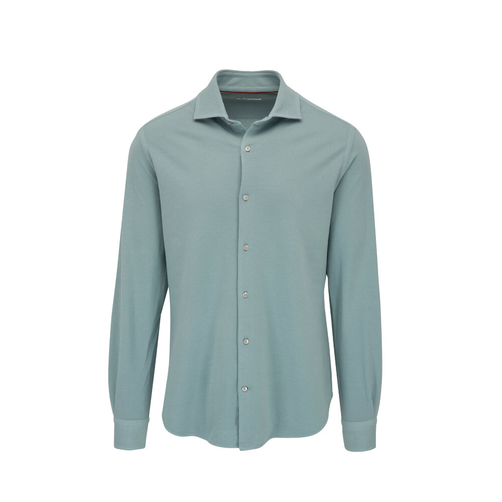 Loro Piana グリーントップス Loro Piana - Andrew Green Jersey Piqué Knit Shirt