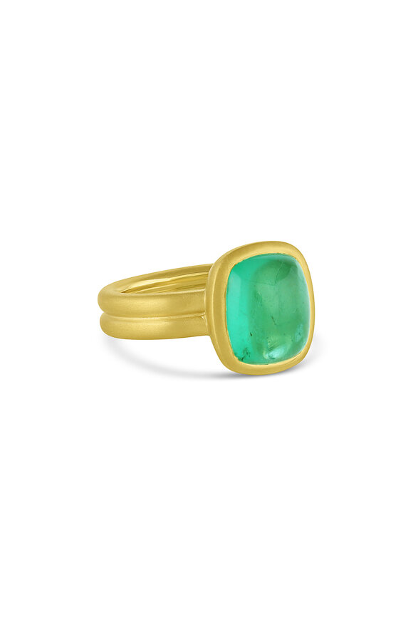 Leigh Maxwell 18k Yellow Gold Puffed Emerald Cabochon Ring - view 1