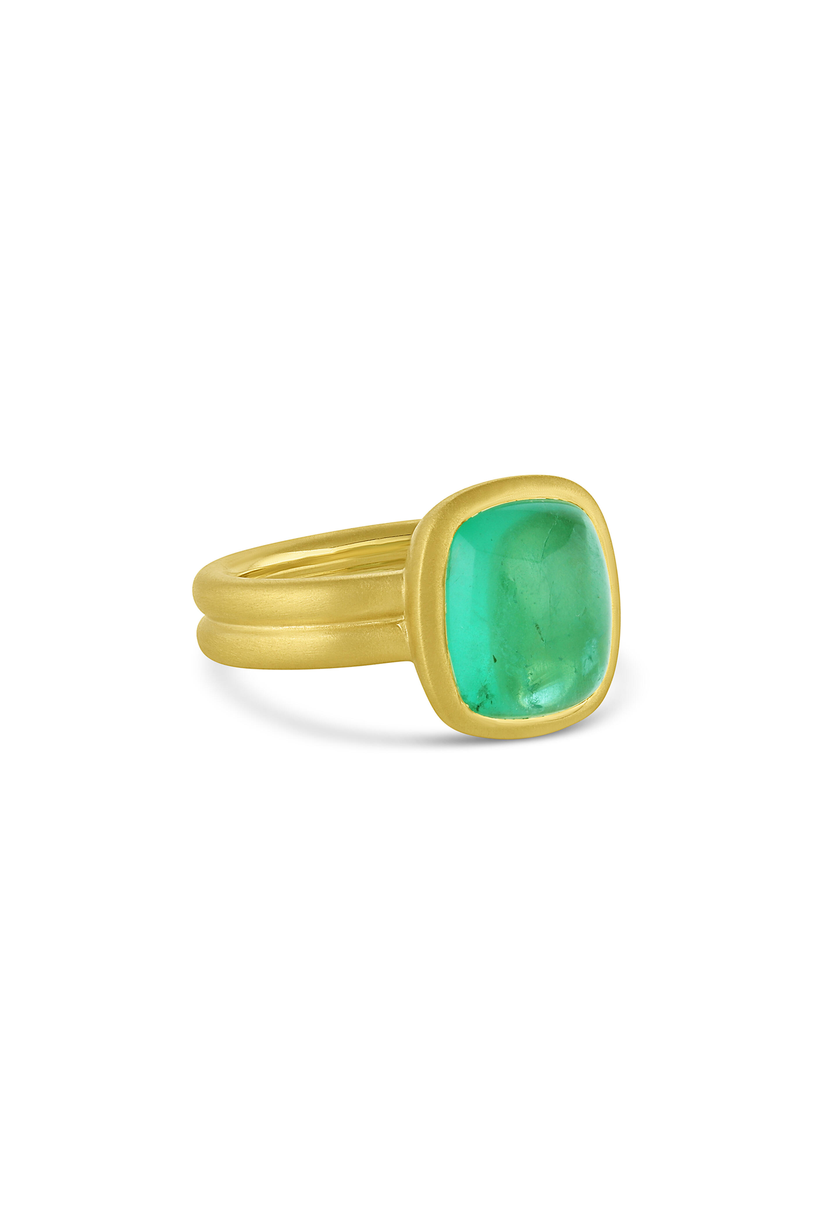 Leigh Maxwell - 18k Yellow Gold Puffed Emerald Cabochon Ring - view 1