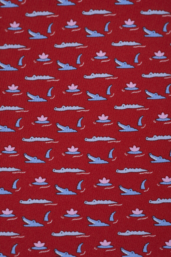 Ferragamo - Red Alligator Print Silk Necktie 