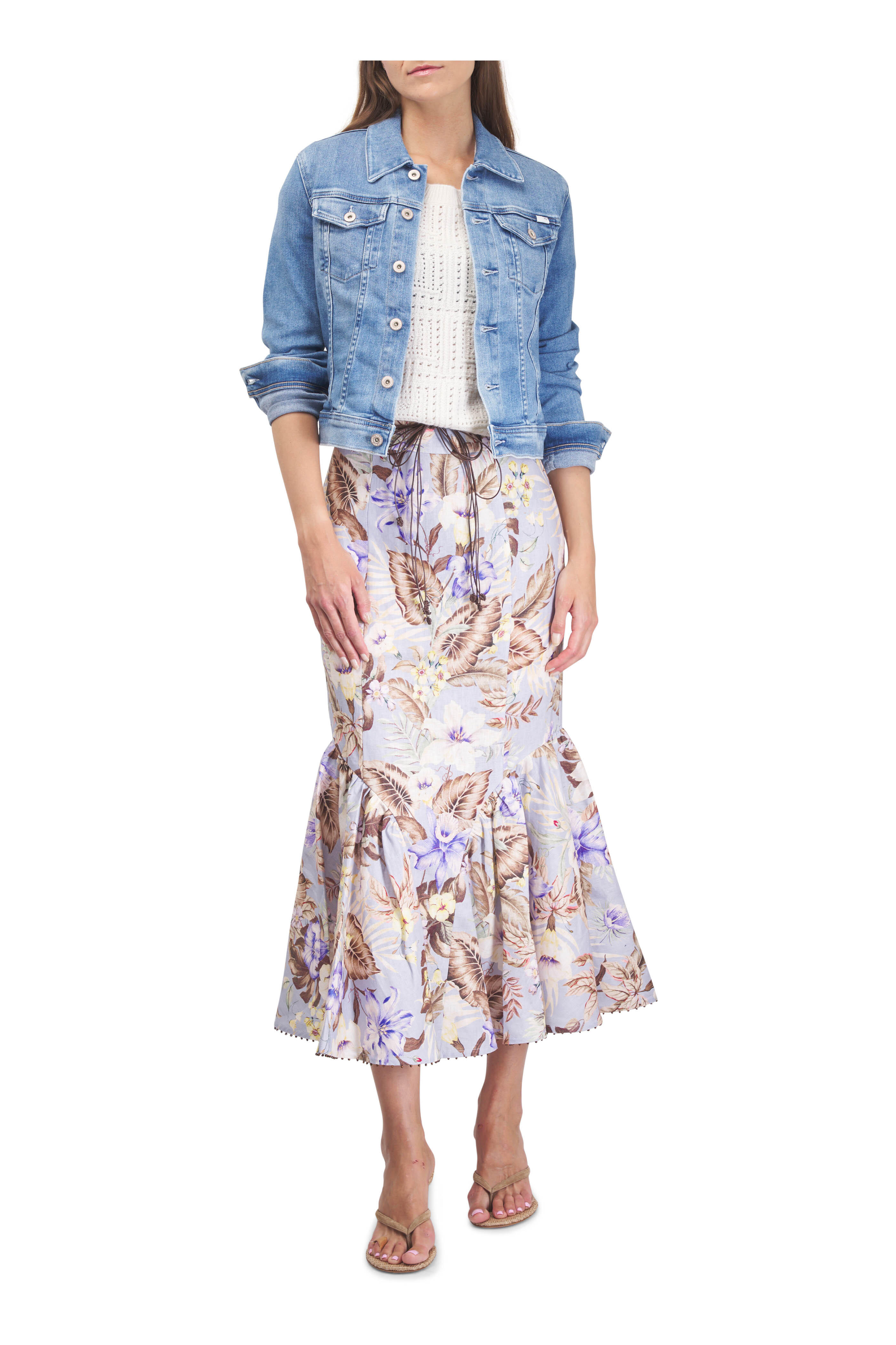 Zimmermann - Coco Powder Blue Floral Midi Skirt | Mitchell