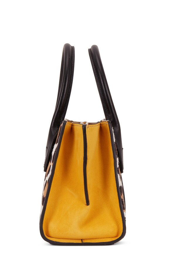 Tod's - Manici Leopard & Yellow Leather Mini Shopper Tote