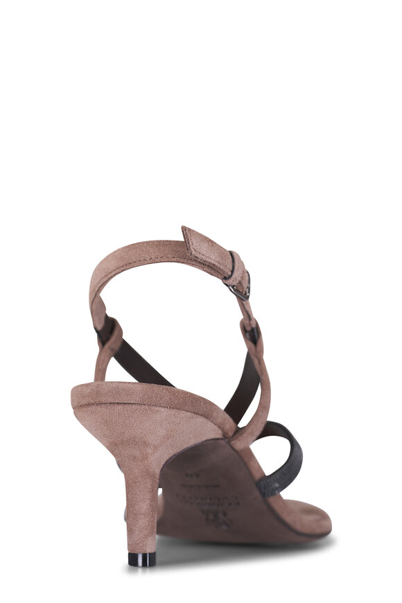 Brunello Cucinelli Testa Moro Monili Suede Sandal, 55mm - view 4