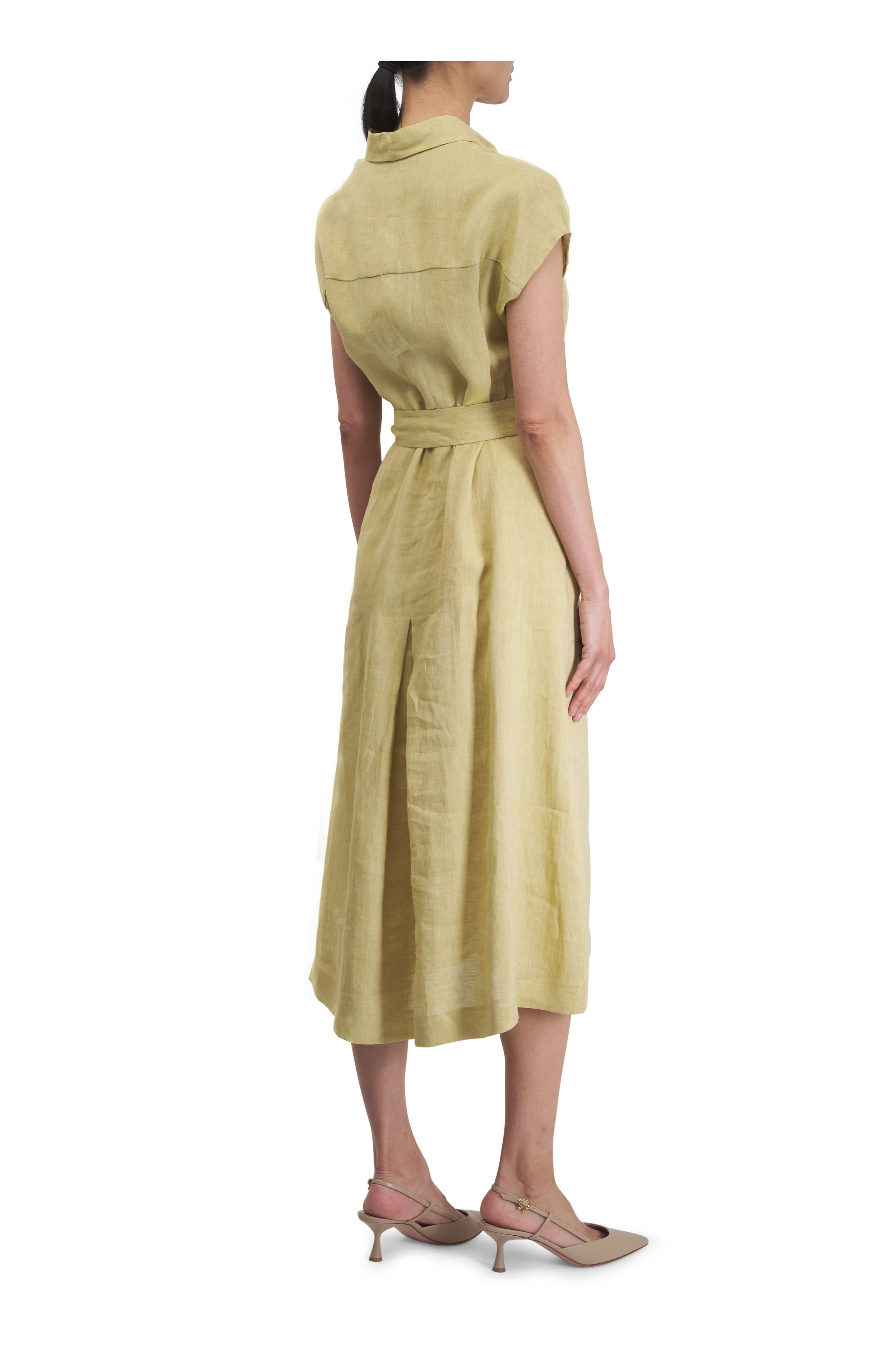 Antonelli - Manchester Pale Yellow Linen Midi Dress