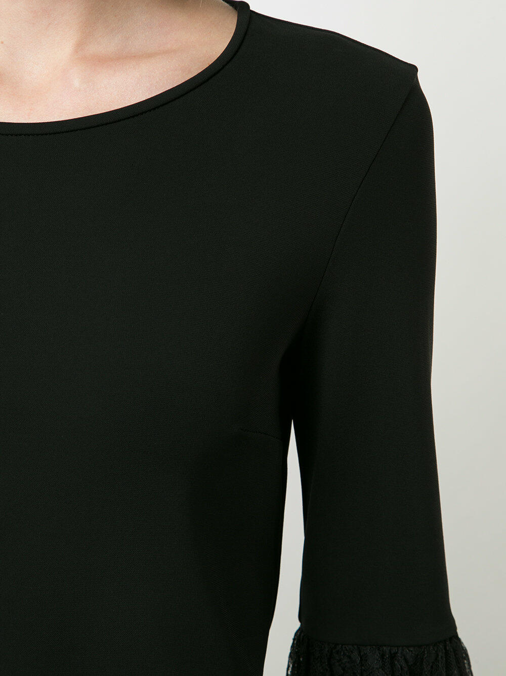 Michael Kors Collection - Black Lace Trim Bell Sleeve Top