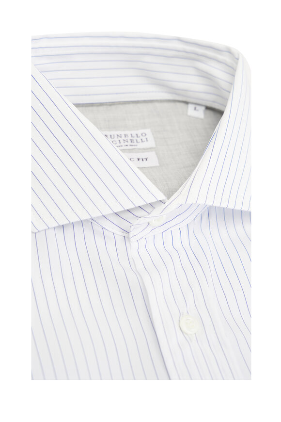 Brunello Cucinelli - Sky Blue Stripe Cotton Sport Shirt