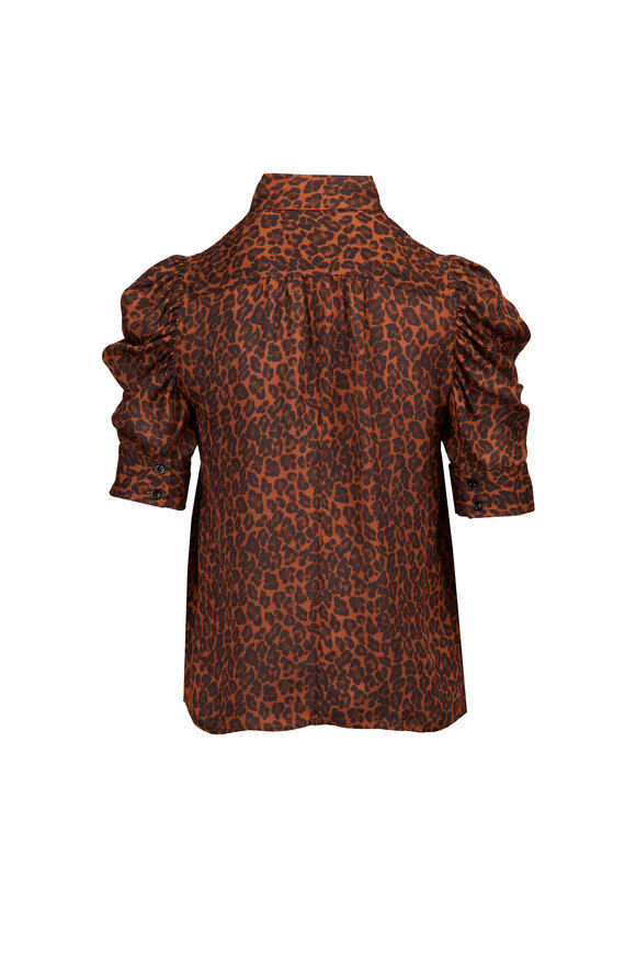 Frame The Gillian Animal Print Silk Button-Up Shirt - view 2