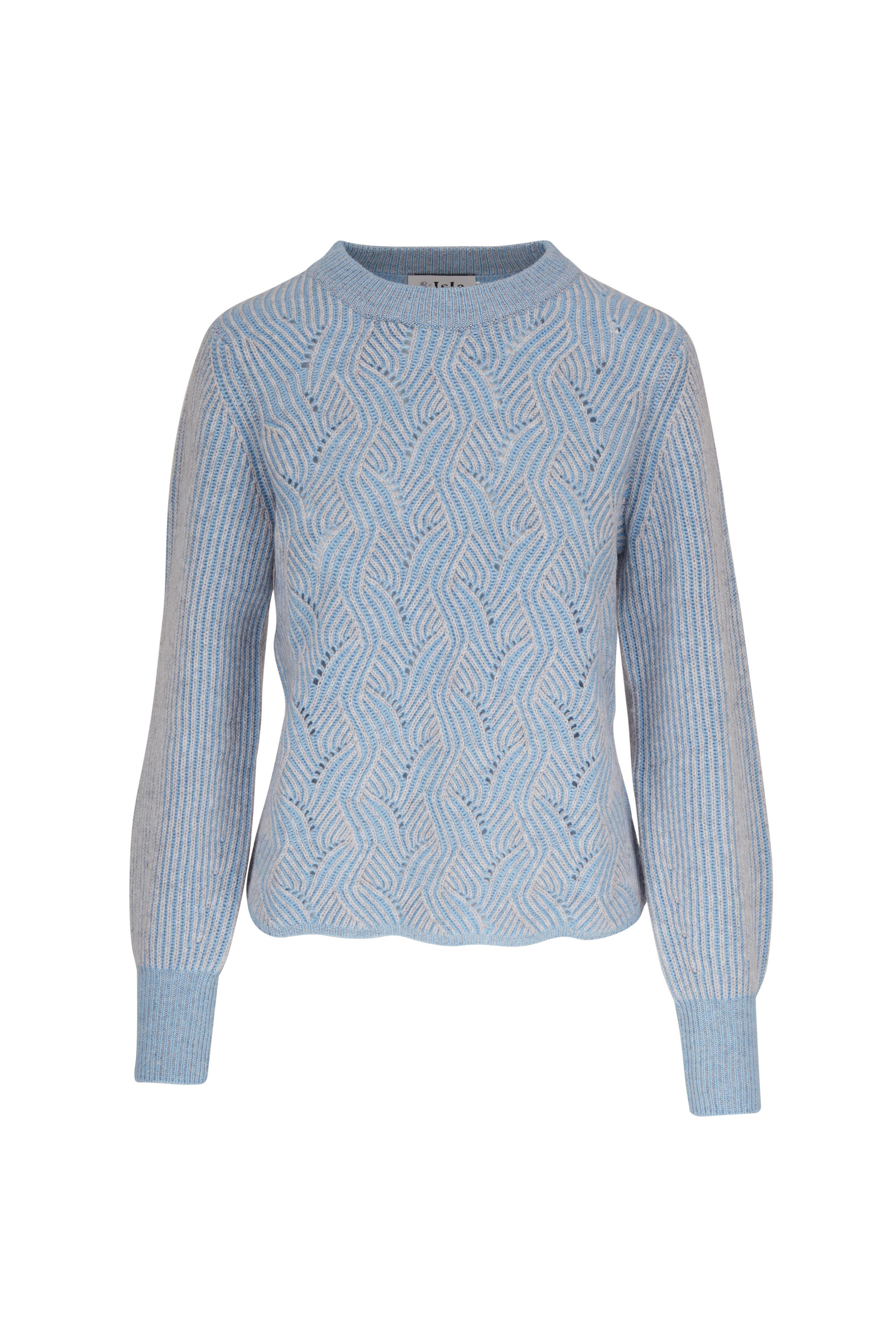 &Isla - Millie Isla Sky Multi Plaited Crewneck Sweater