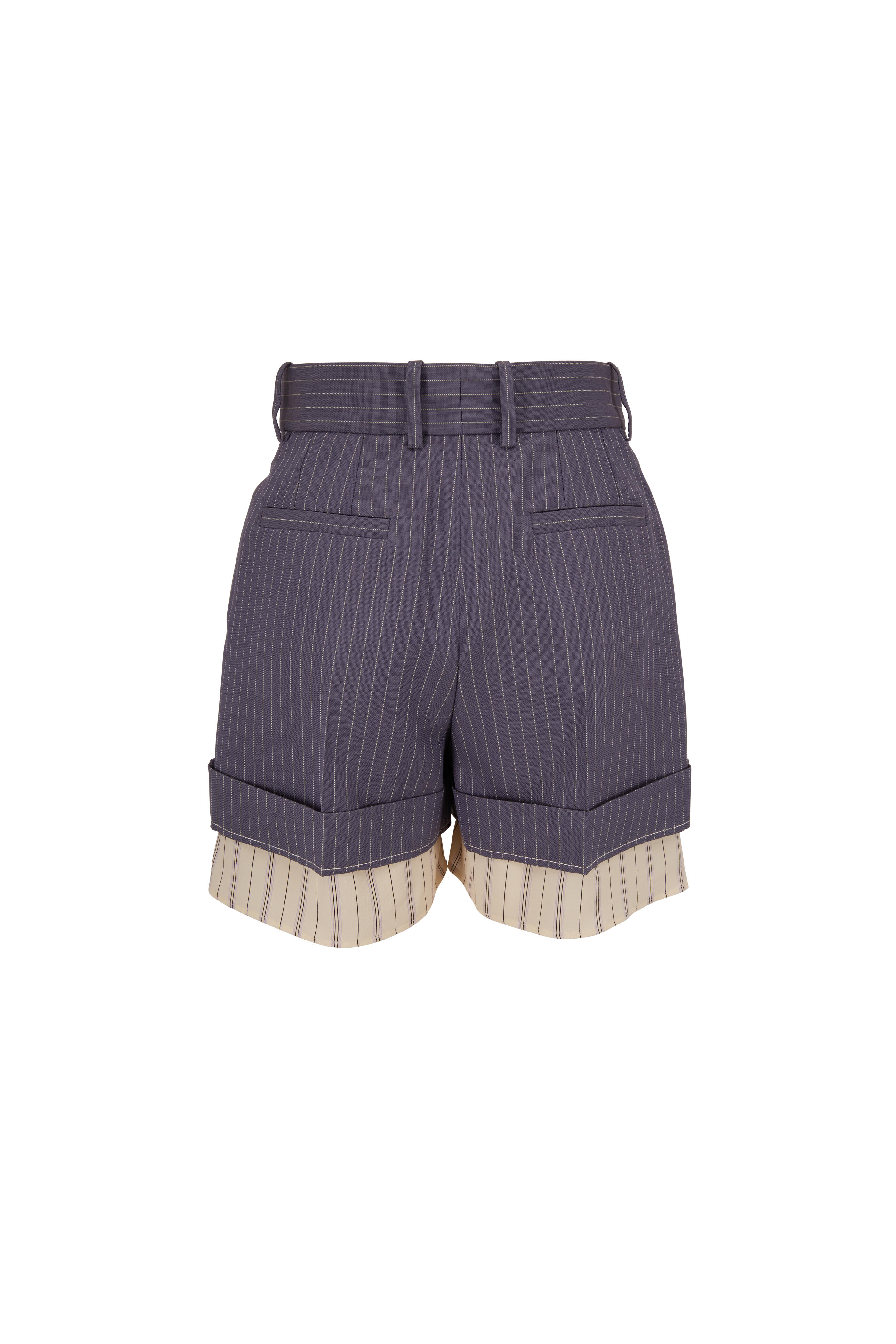 Chloé - Stormy Blue Layered Pinstripe Short