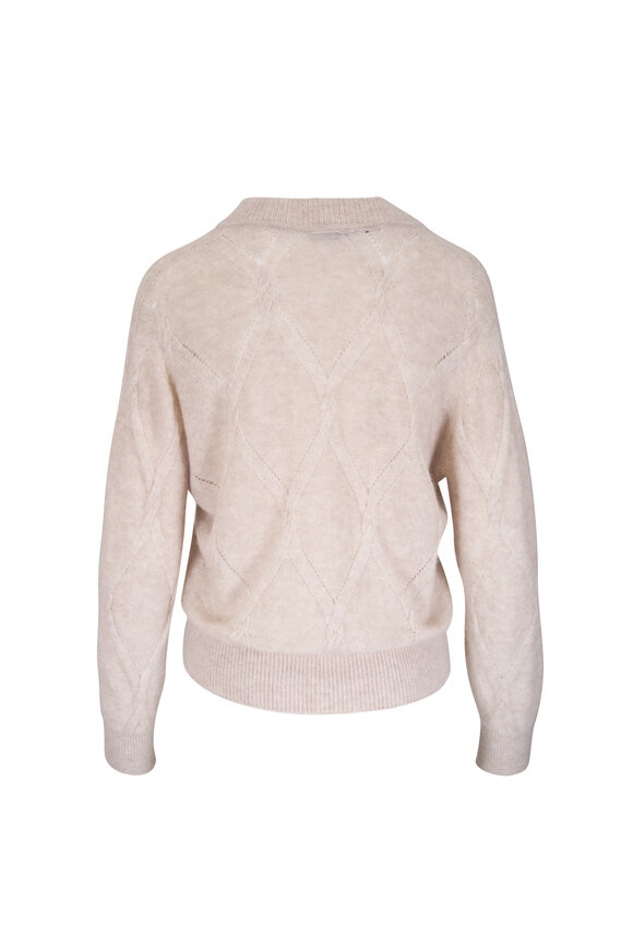 Kiton Beige Cashmere & Silk Lattice Knit Sweater - view 2