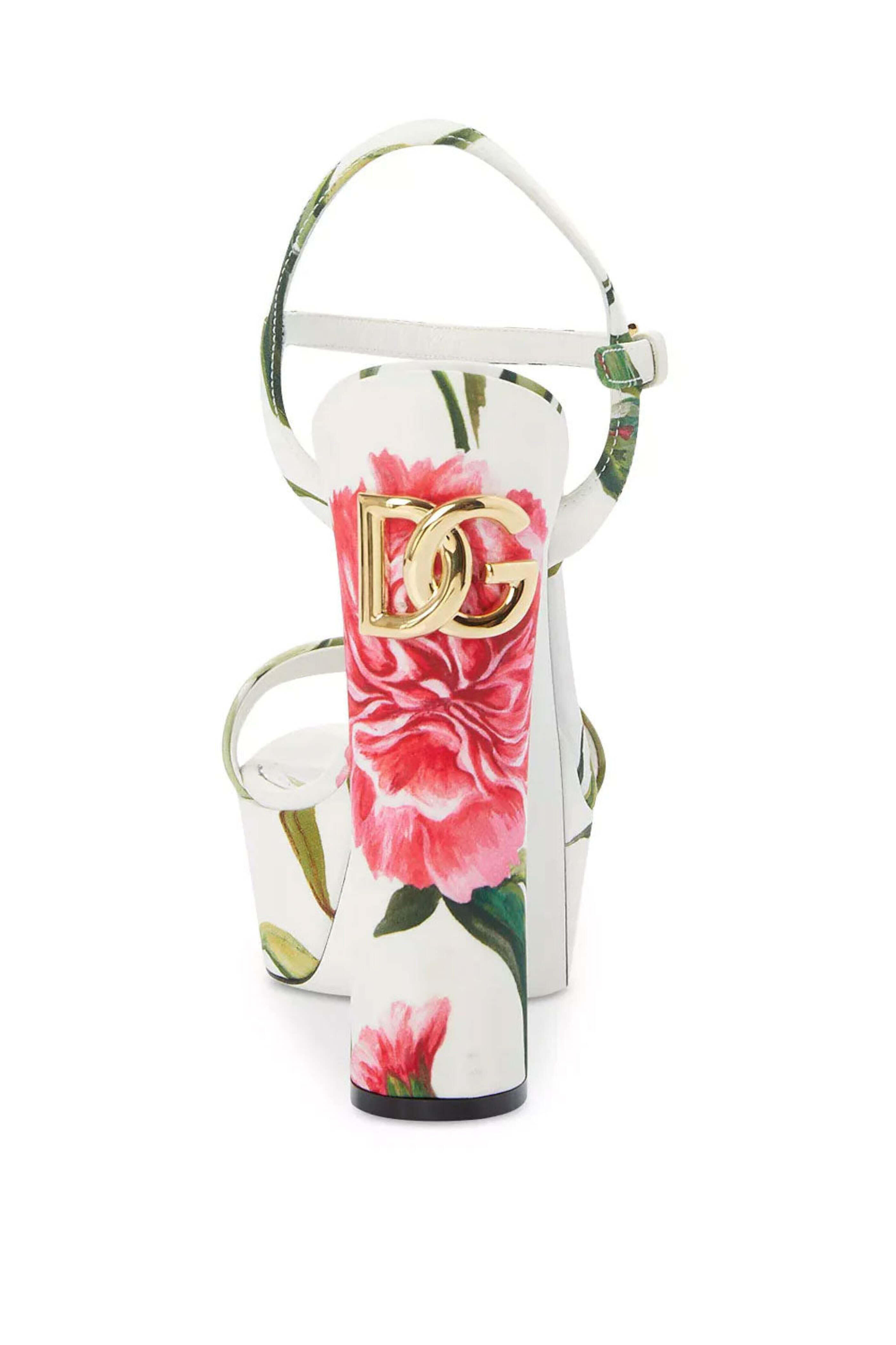 Dolce & Gabbana - Printed Fabric Platform Sandals in Garofani