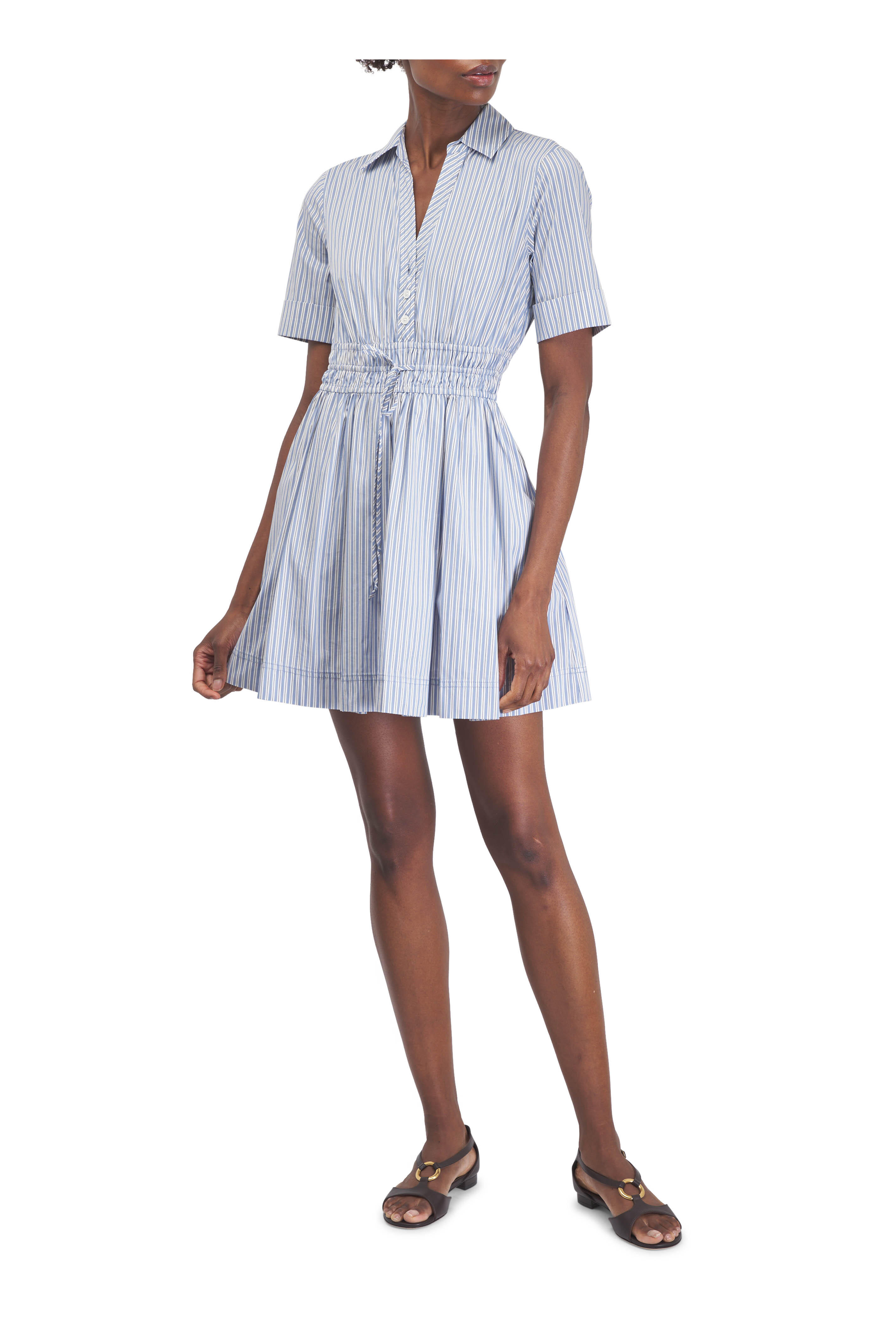 Veronica Beard - Susan Blue & White Striped Mini Dress