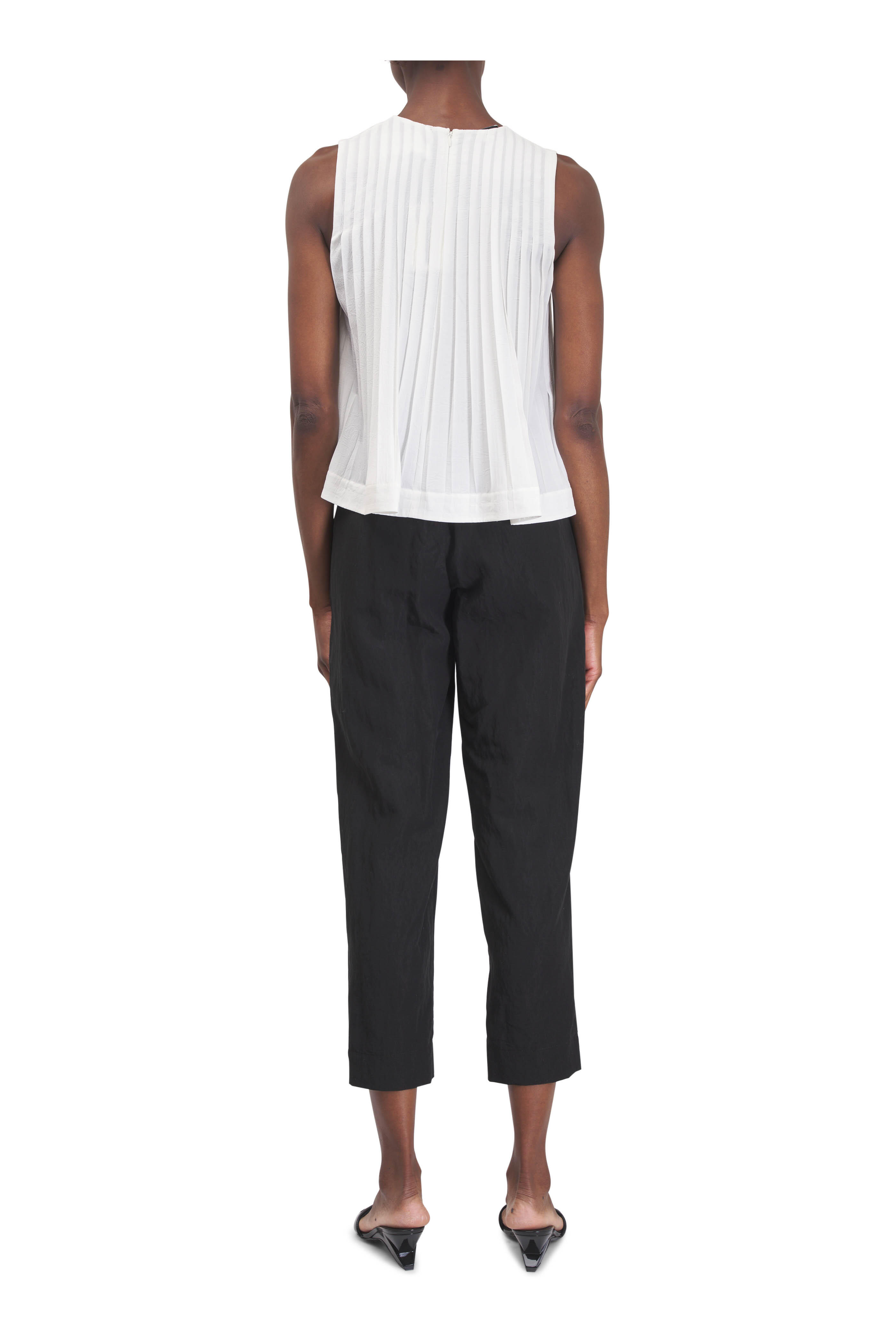 Vince - Off White Pleated A-Line Top