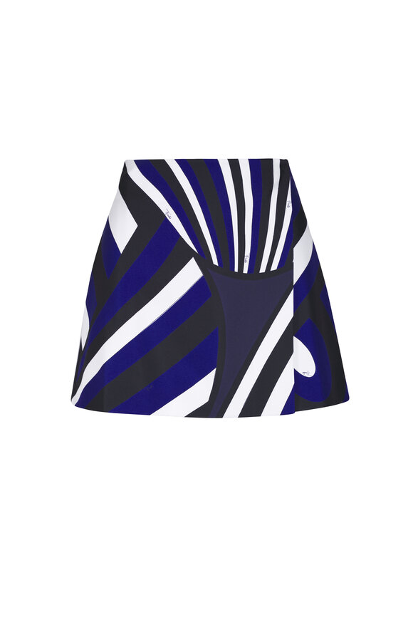 Pucci Iride Print Navy Silk Twill Skirt