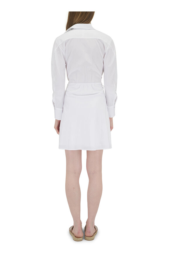 Vince - White Ruched Drawcord Shirtdress 