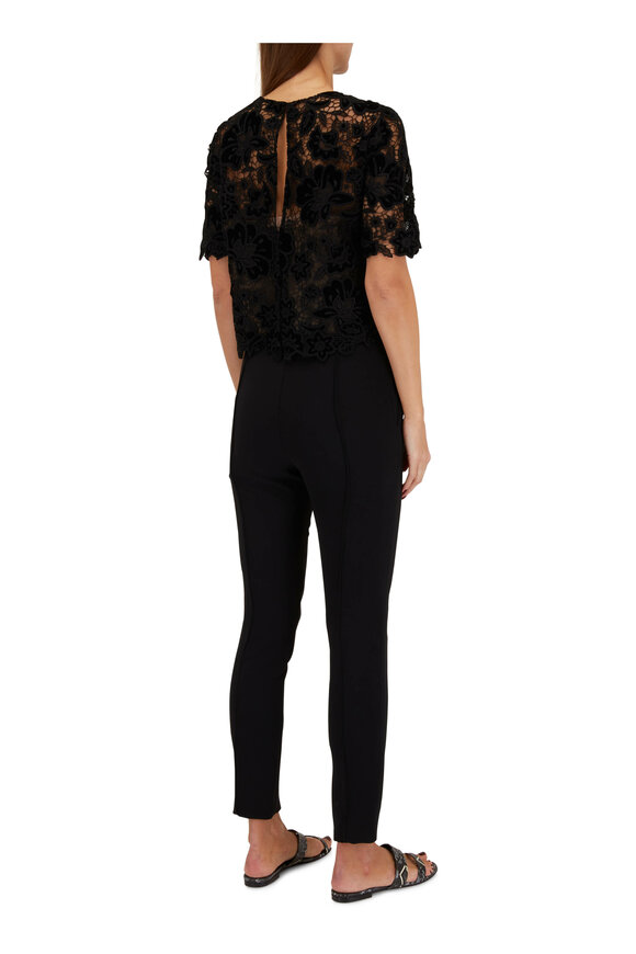 Carolina Herrera - Black Lace Short Sleeve Top 