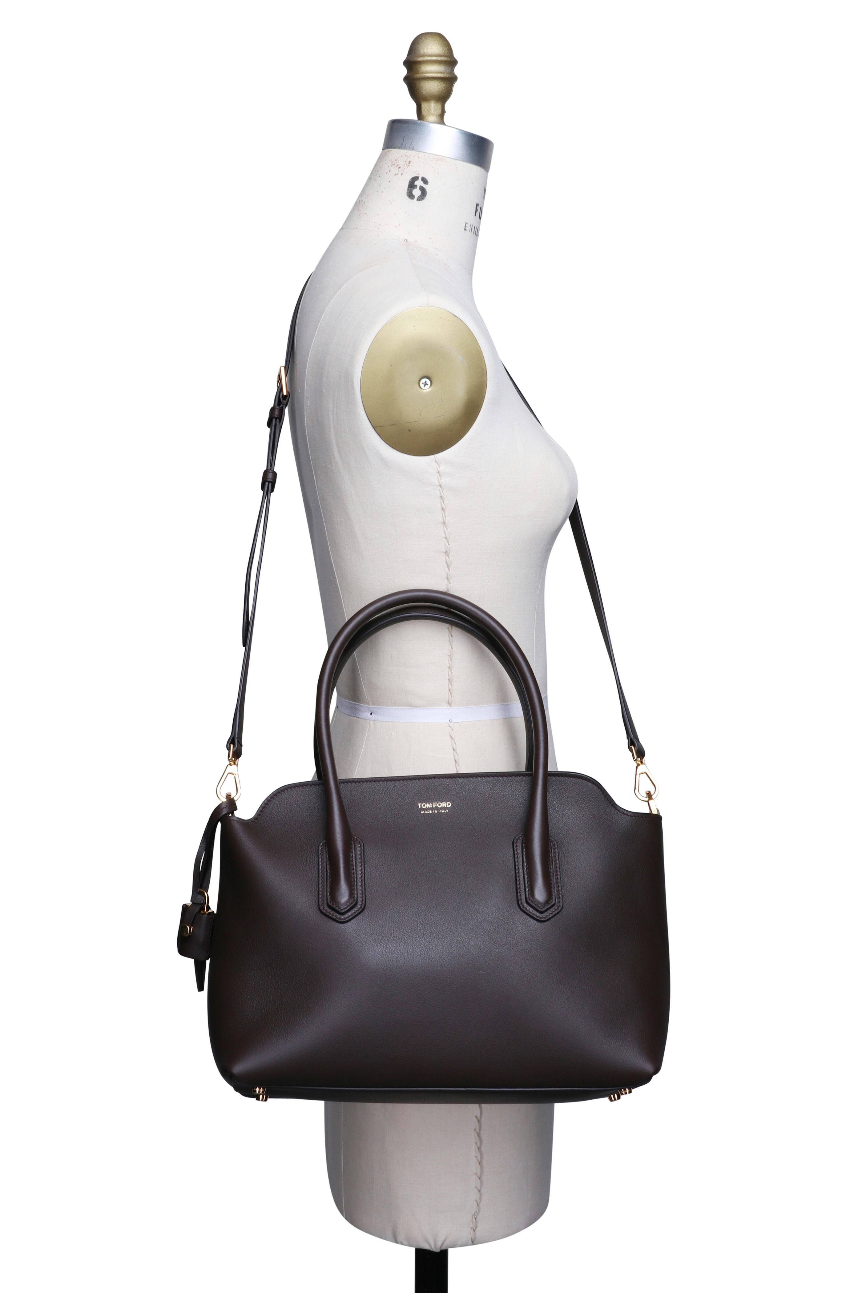 Tom Ford - Alexander Chocolate Leather Top Handle Day Bag