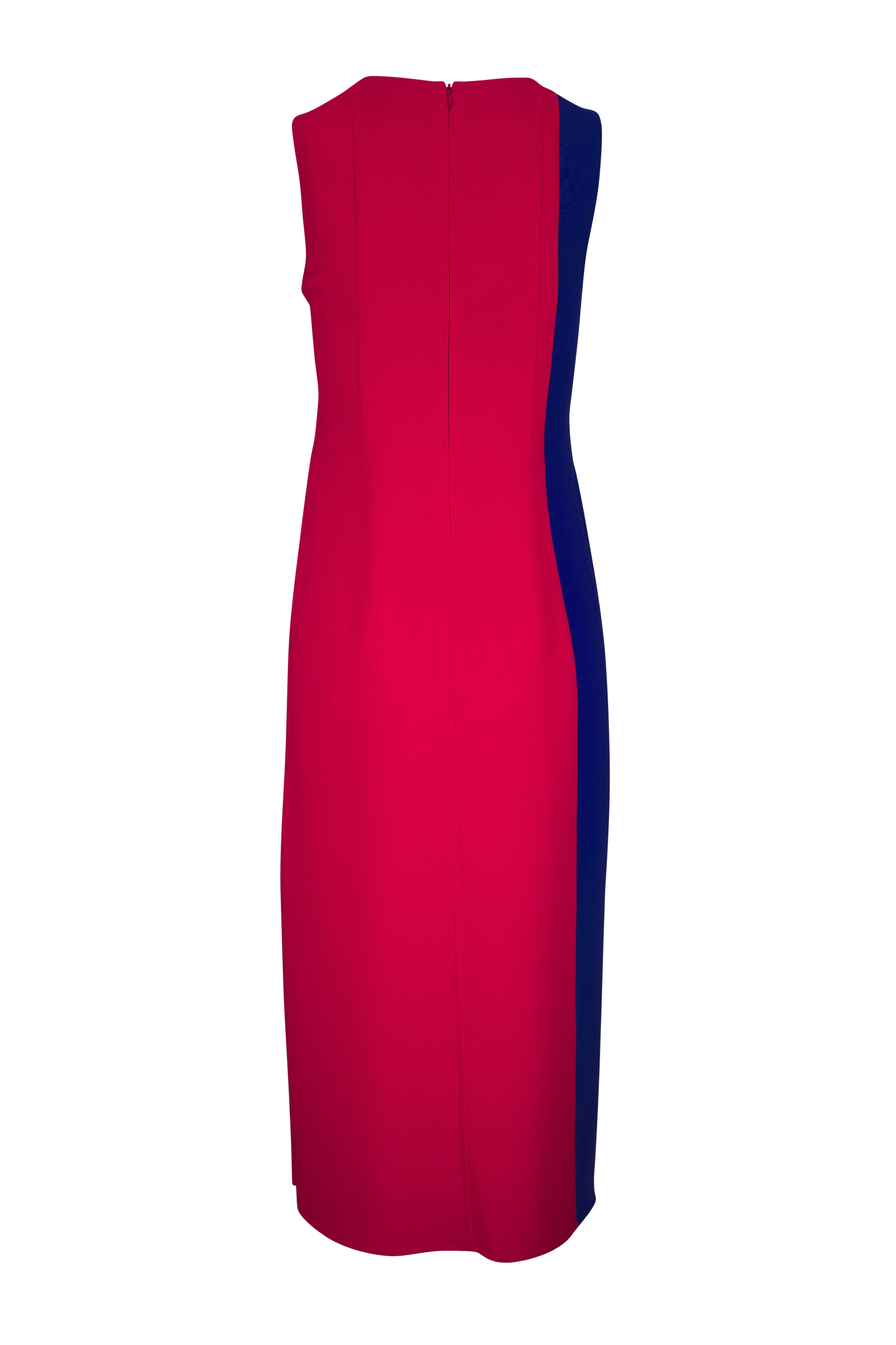 Akris - Red & Blue Polygon Patchwork Print Sheath Dress