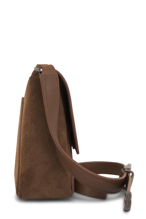 Brunello Cucinelli - Brown Envelope Suede Crossbody Bag 