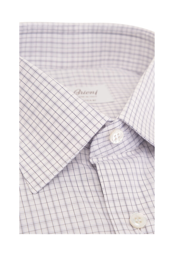 Brioni - White & Black Mini Check Cotton Dress Shirt