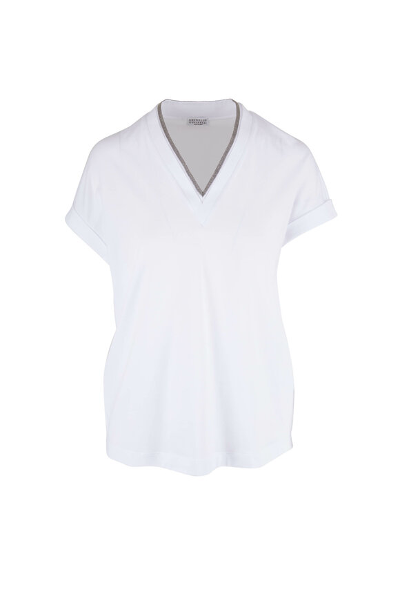 Brunello Cucinelli - Off White Cotton Ribbed Monili Tank