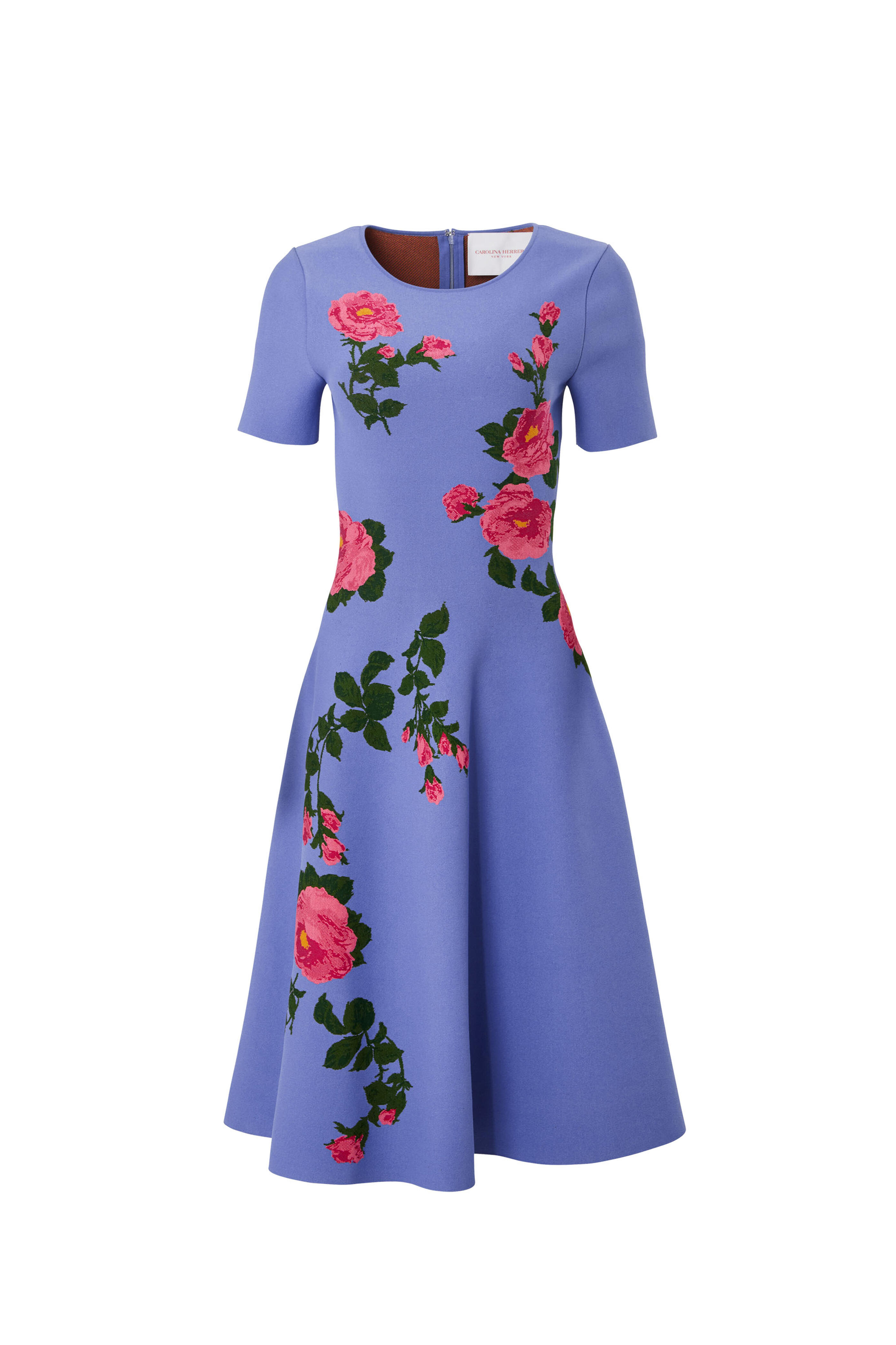 Carolina Herrera - Delphinium Floral Jacquard Cotton Flare Dress