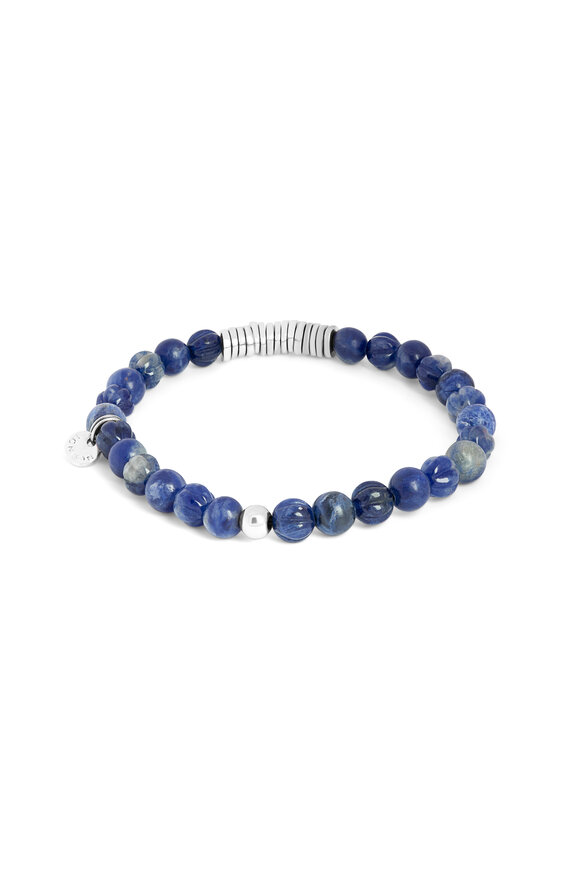 Tateossian - Sodalite & Black Rhodium Disc Stretch Bracelet