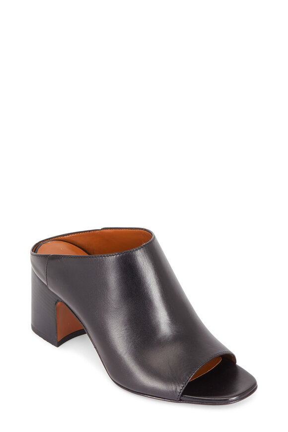 Aquatalia - Ellen Black Leather Open-Toe Mule, 60mm