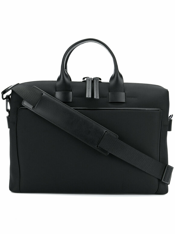 Troubadour - Black Nylon & Leather Slim Briefcase 