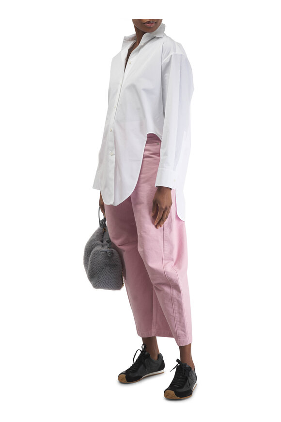 Loewe White Cotton Curved Hem Button Down - view 2