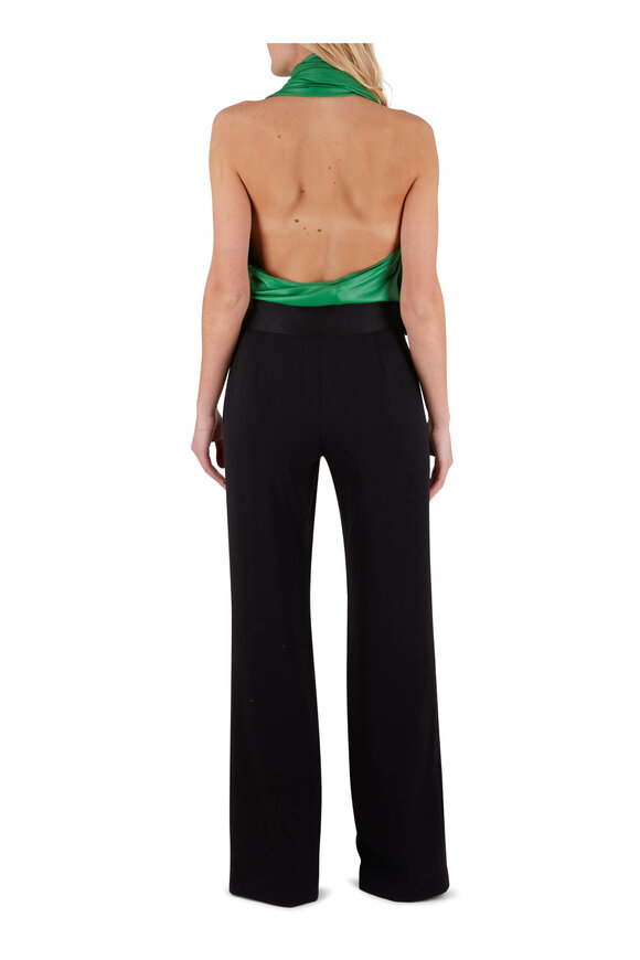 Jonathan Simkhai - Black Satin Front Slit Pant 