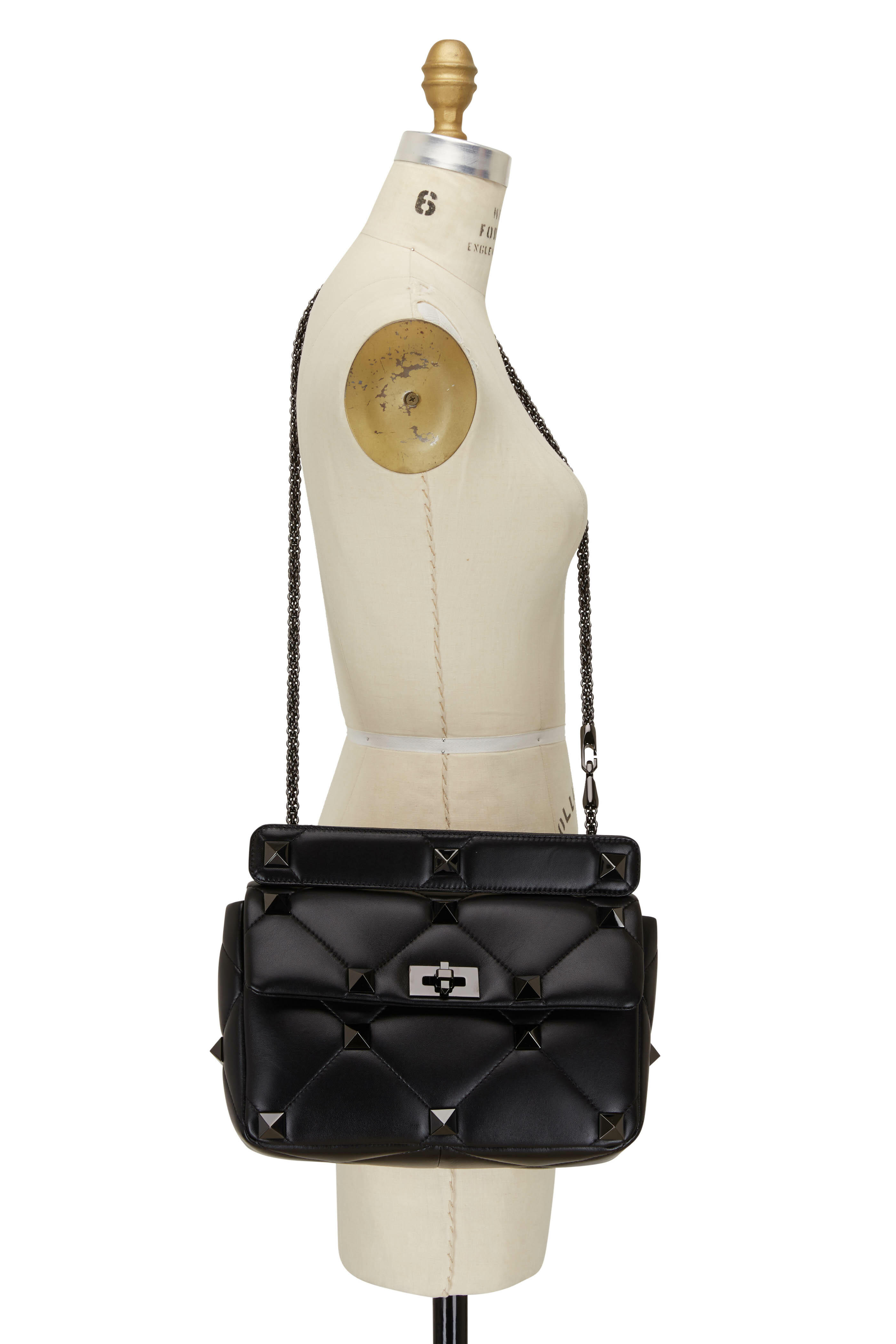 VALENTINO 2023 Roman Stud grained-leather tote bag handbag IN